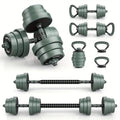 3-in-1 Adjustable Dumbbells, Kettlebell, and Barbell Weight Set – Gray-0