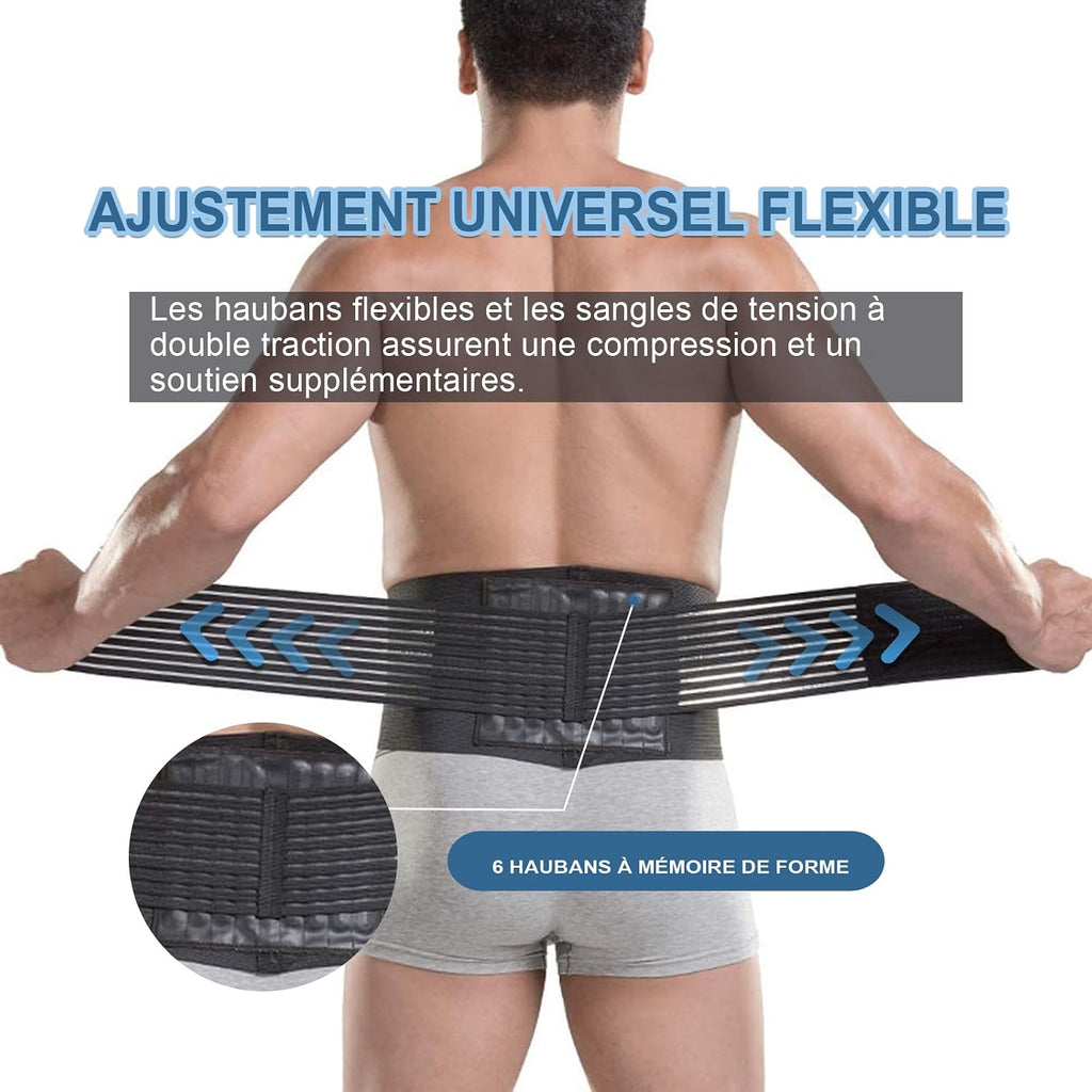 Ceinture De Soutien Lombaire Avec 6 Baleines Pour Le Soutien Lombaire Des Hommes Et Femmes – Le Bas Du Dos Pour Soulagement De La Douleur, Réglable De Soutien Pour Sciatique, Scoliose