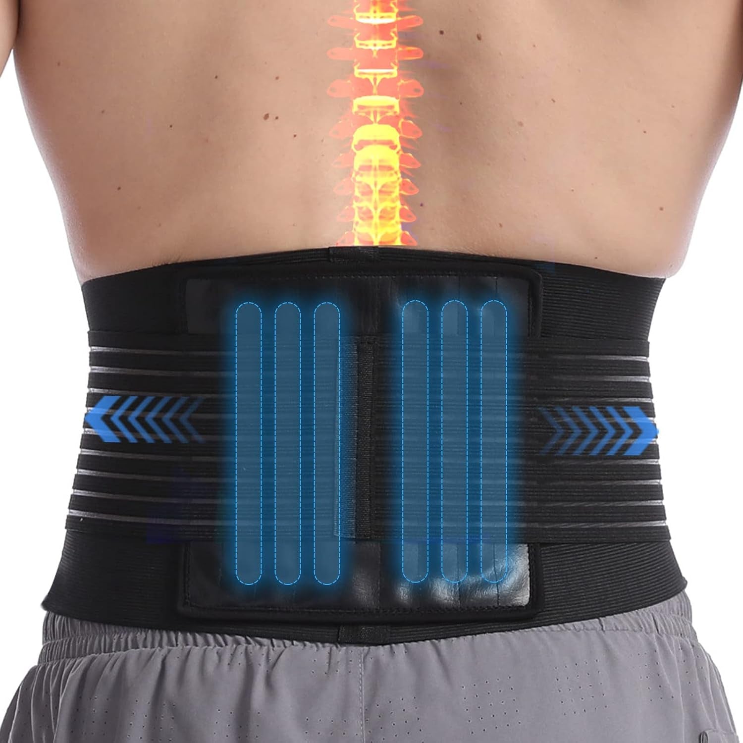 Ceinture De Soutien Lombaire Avec 6 Baleines Pour Le Soutien Lombaire Des Hommes Et Femmes – Le Bas Du Dos Pour Soulagement De La Douleur, Réglable De Soutien Pour Sciatique, Scoliose