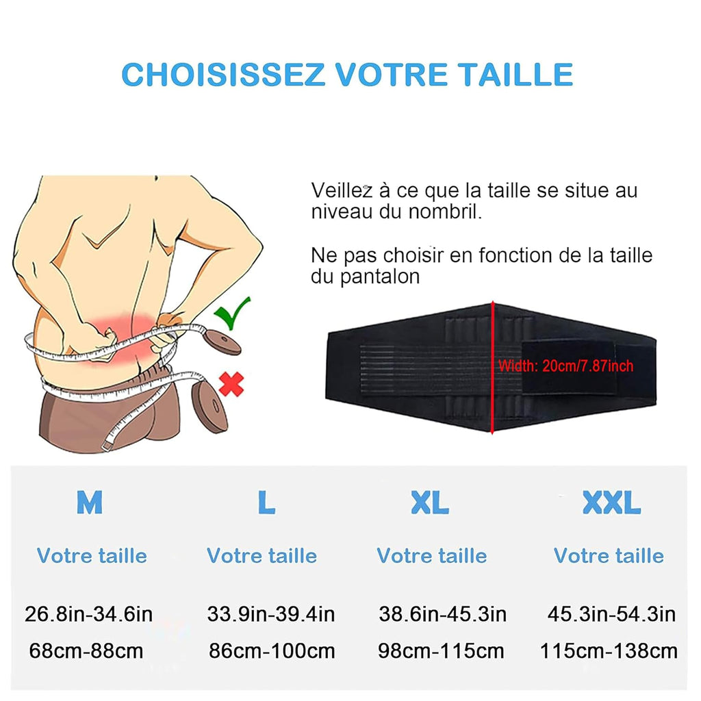 Ceinture De Soutien Lombaire Avec 6 Baleines Pour Le Soutien Lombaire Des Hommes Et Femmes – Le Bas Du Dos Pour Soulagement De La Douleur, Réglable De Soutien Pour Sciatique, Scoliose