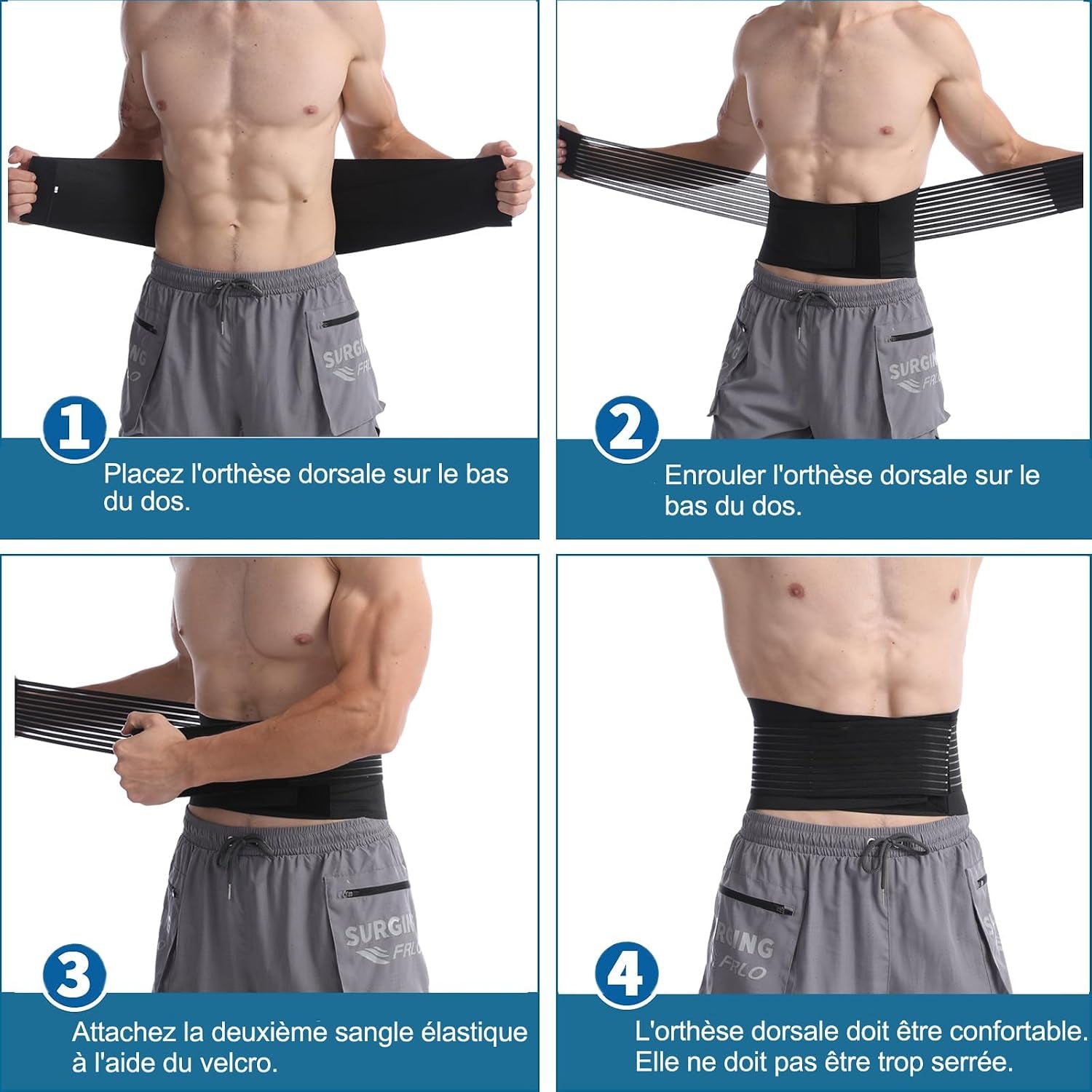 Ceinture De Soutien Lombaire Avec 6 Baleines Pour Le Soutien Lombaire Des Hommes Et Femmes – Le Bas Du Dos Pour Soulagement De La Douleur, Réglable De Soutien Pour Sciatique, Scoliose